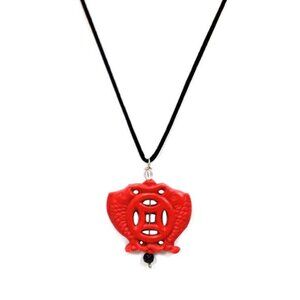 Tigerstars Cinnabar Red Double Fish Pendant Necklace